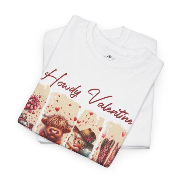 Valentine's Day T-Shirt – Howdy Valentine Western Cowboy Heart Design - Image 2