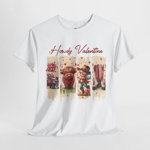 Valentine's Day T-Shirt – Howdy Valentine Western Cowboy Heart Design - Image 3