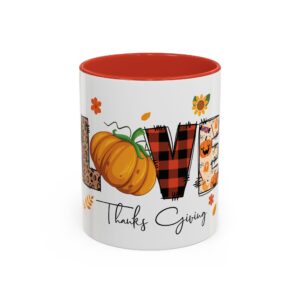 Love Thanksgiving Ceramic Mug -11oz Cozy Fall Vibes Coffee Cup