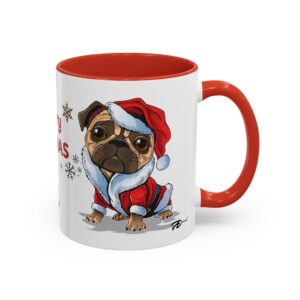 Merry Pugmas 11oz Ceramic Mug with Cute Pug in Santa Suit – Perfect for Dog Lovers