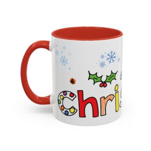 Festive 11oz Ceramic Mug with Christmas Word– Perfect for Holiday Cheer