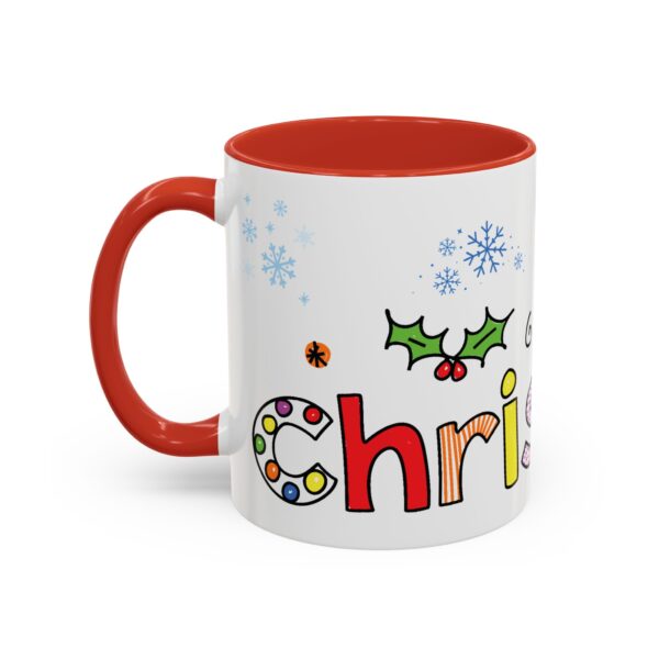 Festive 11oz Ceramic Mug with Christmas Word– Perfect for Holiday Cheer