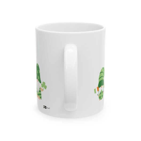 Celebrate in Green Gnomes - 11oz White Ceramic Mug Ideal for St. Patrick's Day Morning Coffee - Image 2