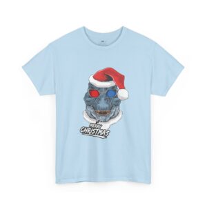 Merry Christmas Dinosaur T-Shirt – Fun Cotton Tee with 3D Glasses and Santa Hat