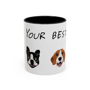 11oz Ceramic Mug with Cute Cartoon Dog Faces – Pug, Boston Terrier, Beagle, and Bull Terrier Designs for Dog Lovers