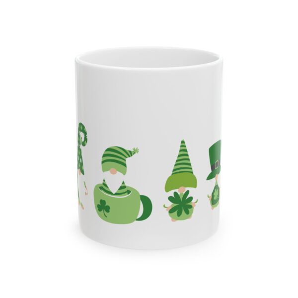 Celebrate in Green Gnomes - 11oz White Ceramic Mug Ideal for St. Patrick's Day Morning Coffee
