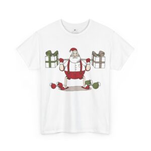 Santa Claus Lifting Presents Christmas T-Shirt - Funny Holiday Workout Tee
