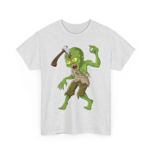 Zombie with Axe in His Head Halloween T-Shirt 100% Cotton Unisex - Image 2