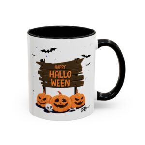 Happy Halloween Ceramic Mug -11oz Glossy Accent Cup with Vibrant Color Contrast