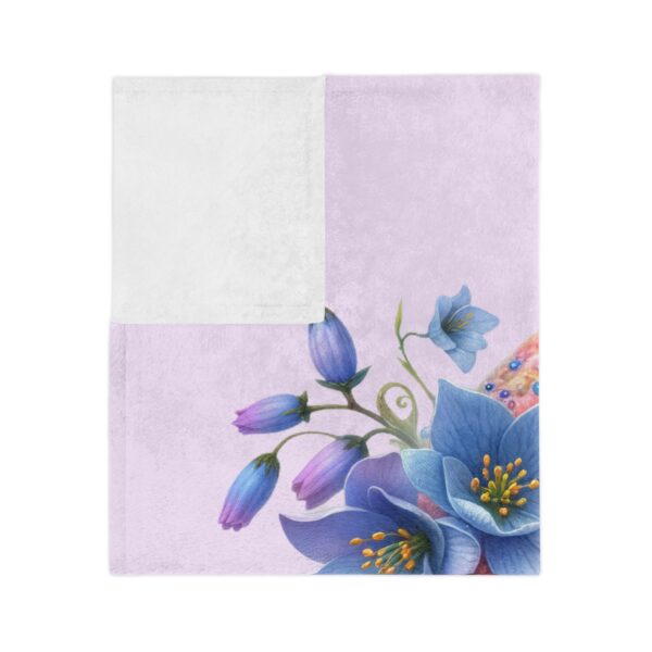 Easter Velveteen Blanket – Adorable Gnome with Flowers and Colorful Eggs Design - Image 4