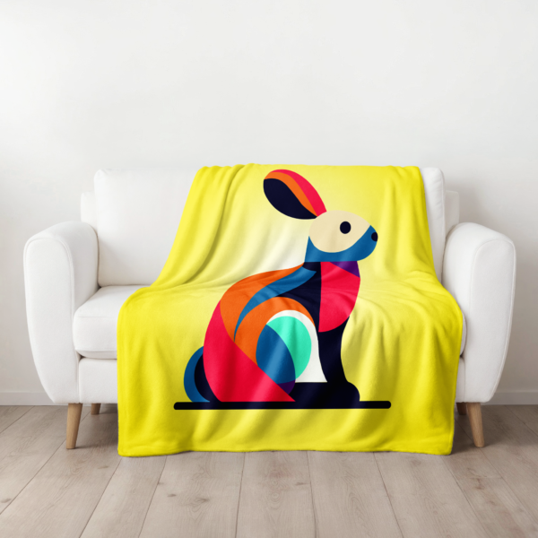 Easter Velveteen Blanket – Vibrant Rainbow Bunny, Eggs & Festive Spring Design - Image 2